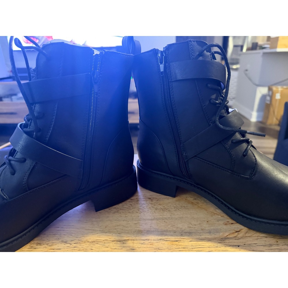 Torrid Black Tonal Hardware Combat Boots Womens Size 9 W Double Buckle Strap - Picture 4 of 8